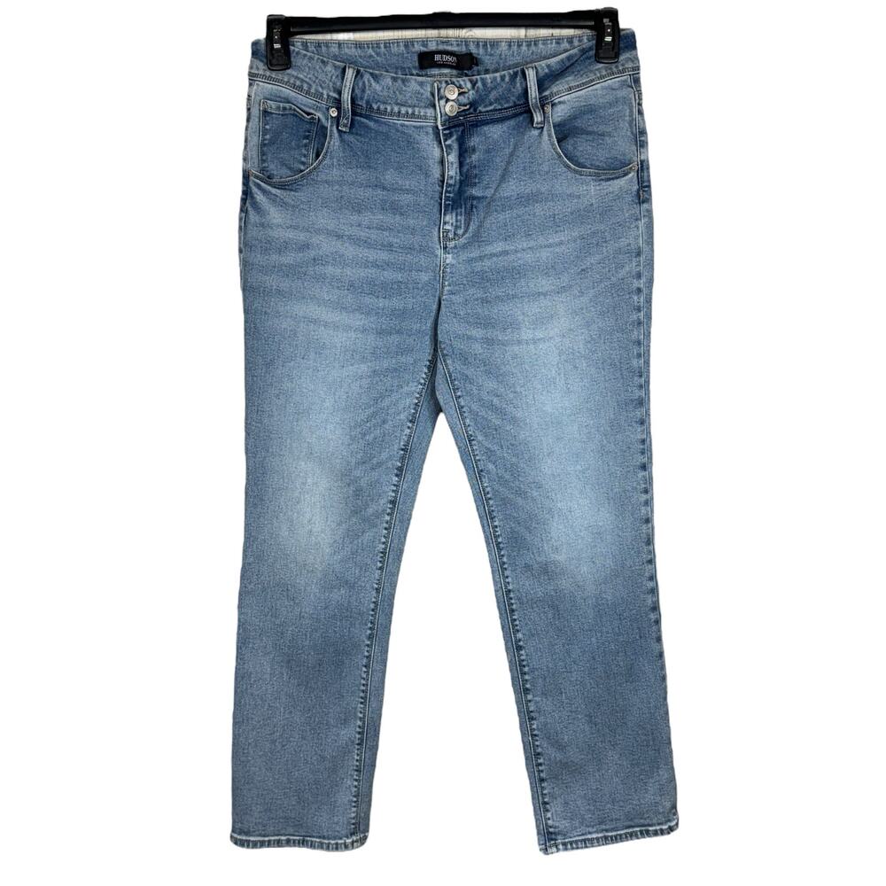 Hudson SZ 14 Straight Jeans Button-Flap Pockets Zip-Fly Stretch Hi-Rise Blue